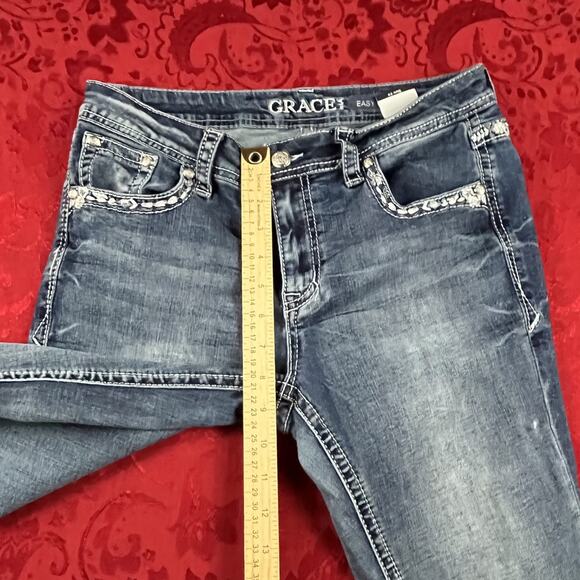 Grace in LA Jeans Womens 30x32 Embroidered Aztec Diamond Rhinstone Bootcut Jeans - Picture 5 of 15